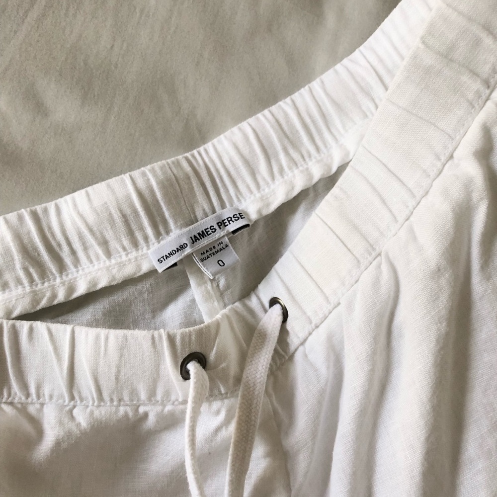 James Perse Off-White Drawstring Linen Shorts